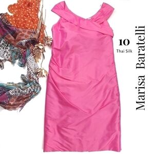 Marisa Baratelli Pink Thai Silk Formal Dress sz 10